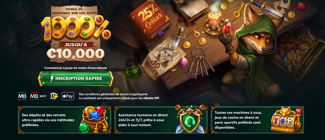 Bonus de bienvenue Rivo Casino 1000% jusqu'à 10 000 € avec wager x10